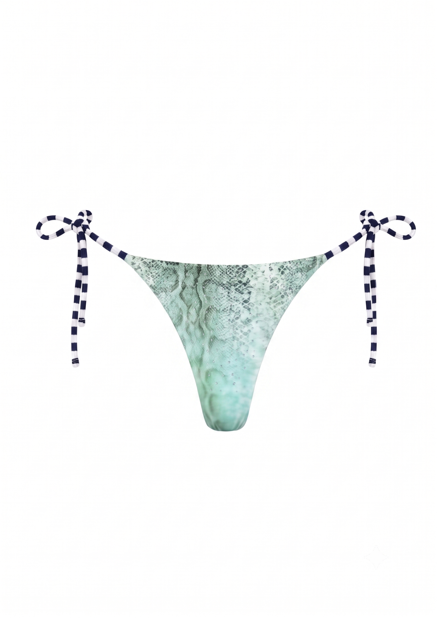 Niihai X Main Rose Triangle Bikini Bottom, Aqua Snake