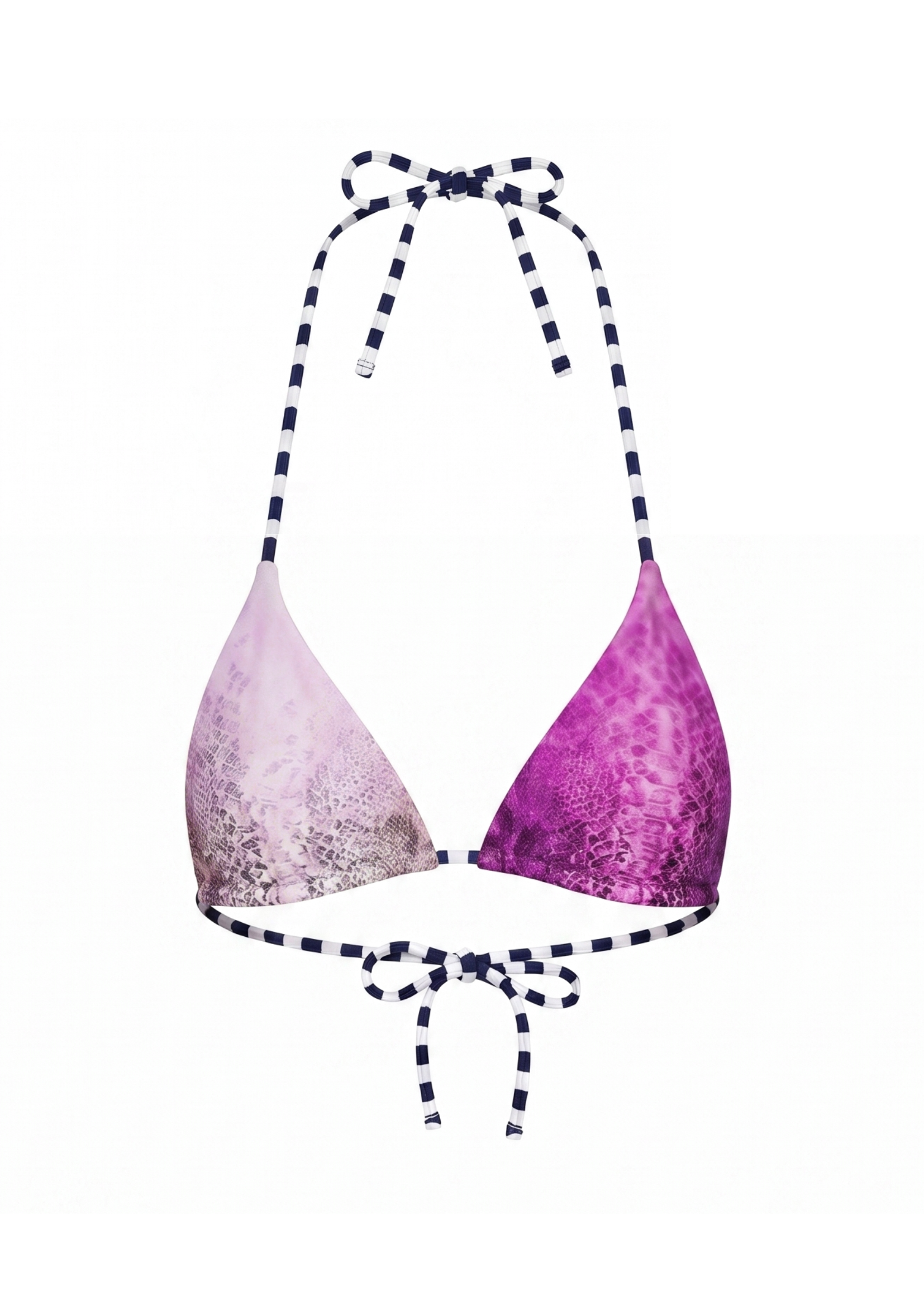 Niihai X Main Rose Triangle Bikini Top, Pink Snake