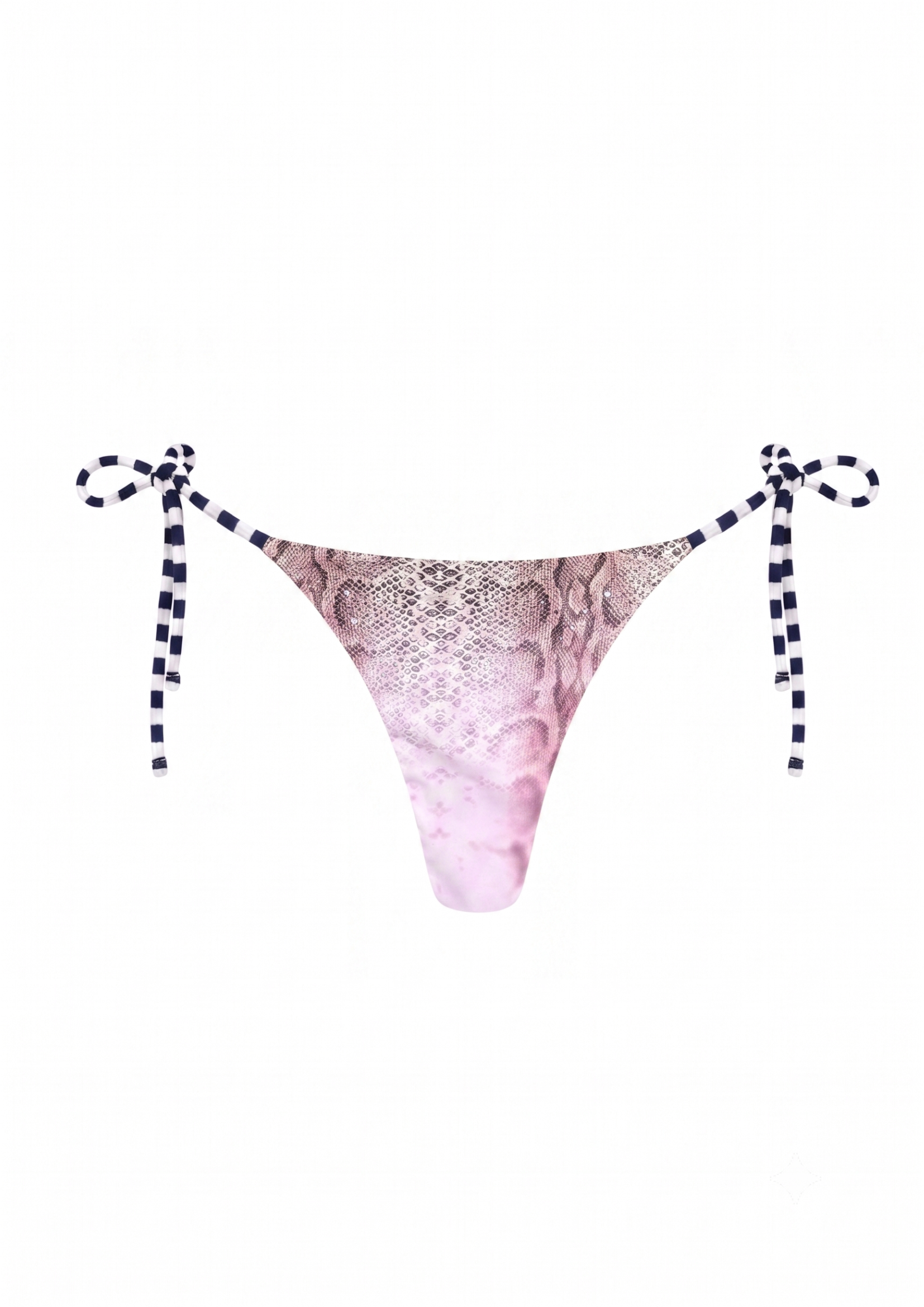 Niihai X Main Rose Triangle Bikini Bottom, Pink Snake
