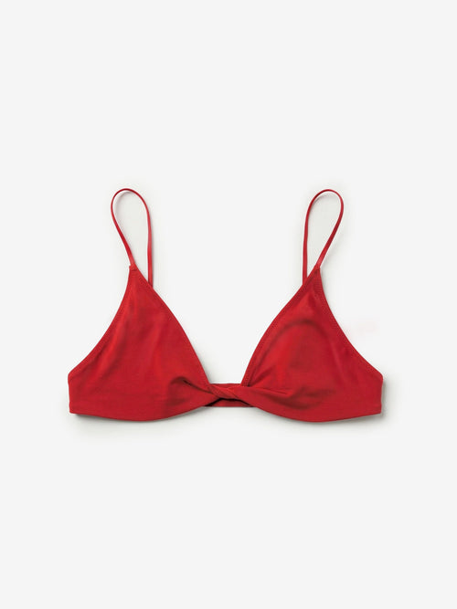 Main Rose Twisted Triangle bikini top Red