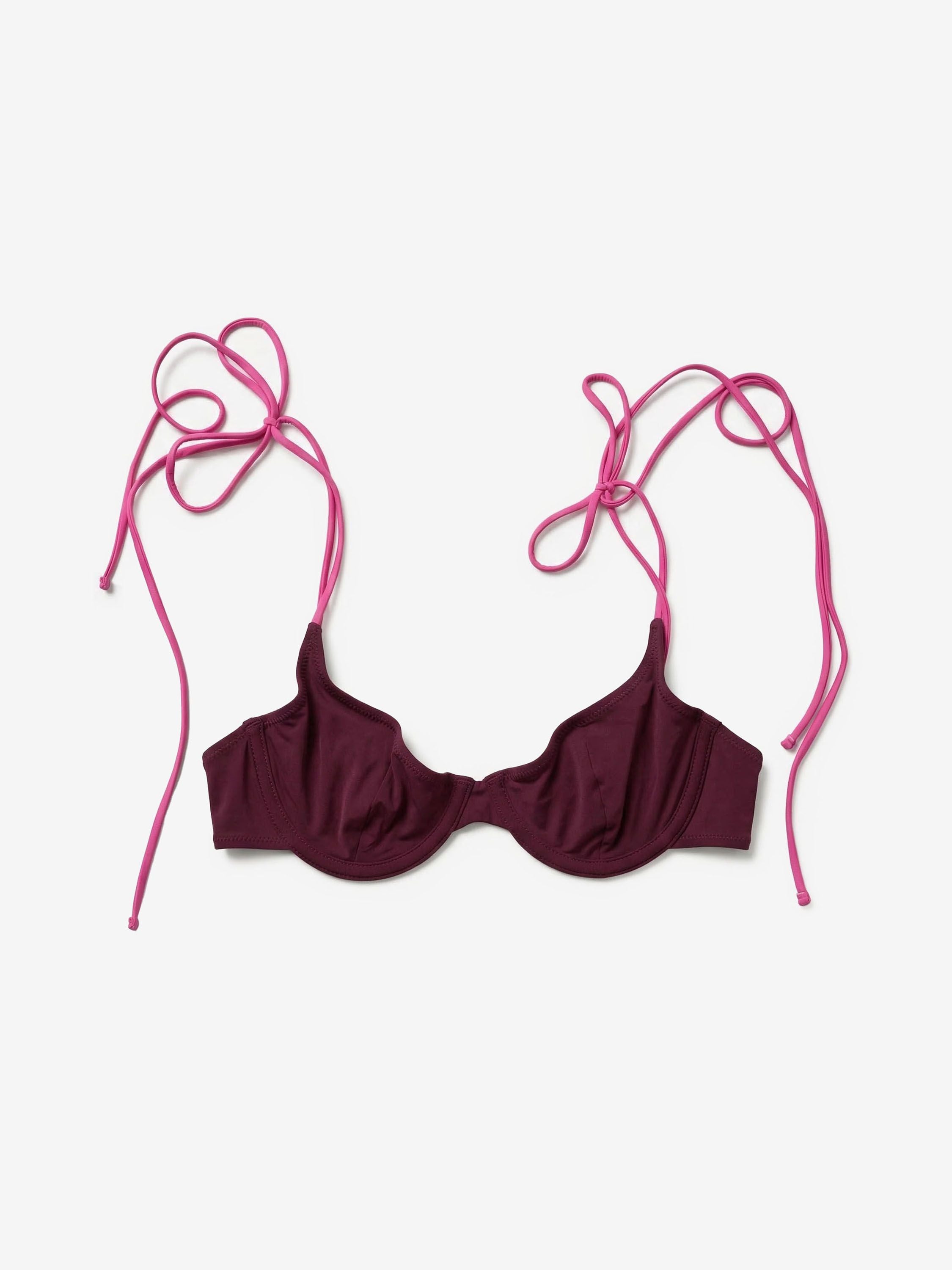 Main Rose Underwire Bikini Top Burgundy & Hot Pink