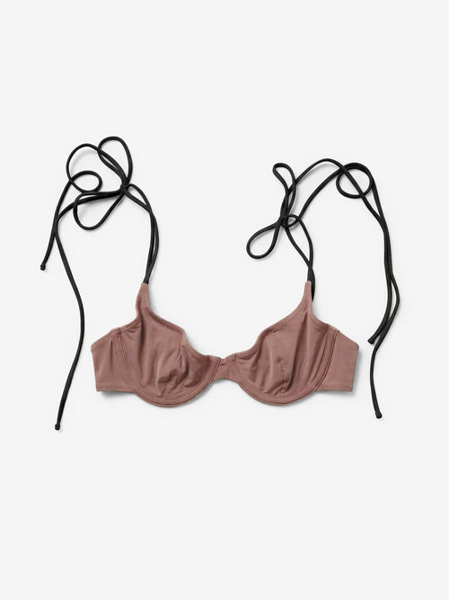 Main Rose Underwire Bikini Top Taupe & Black