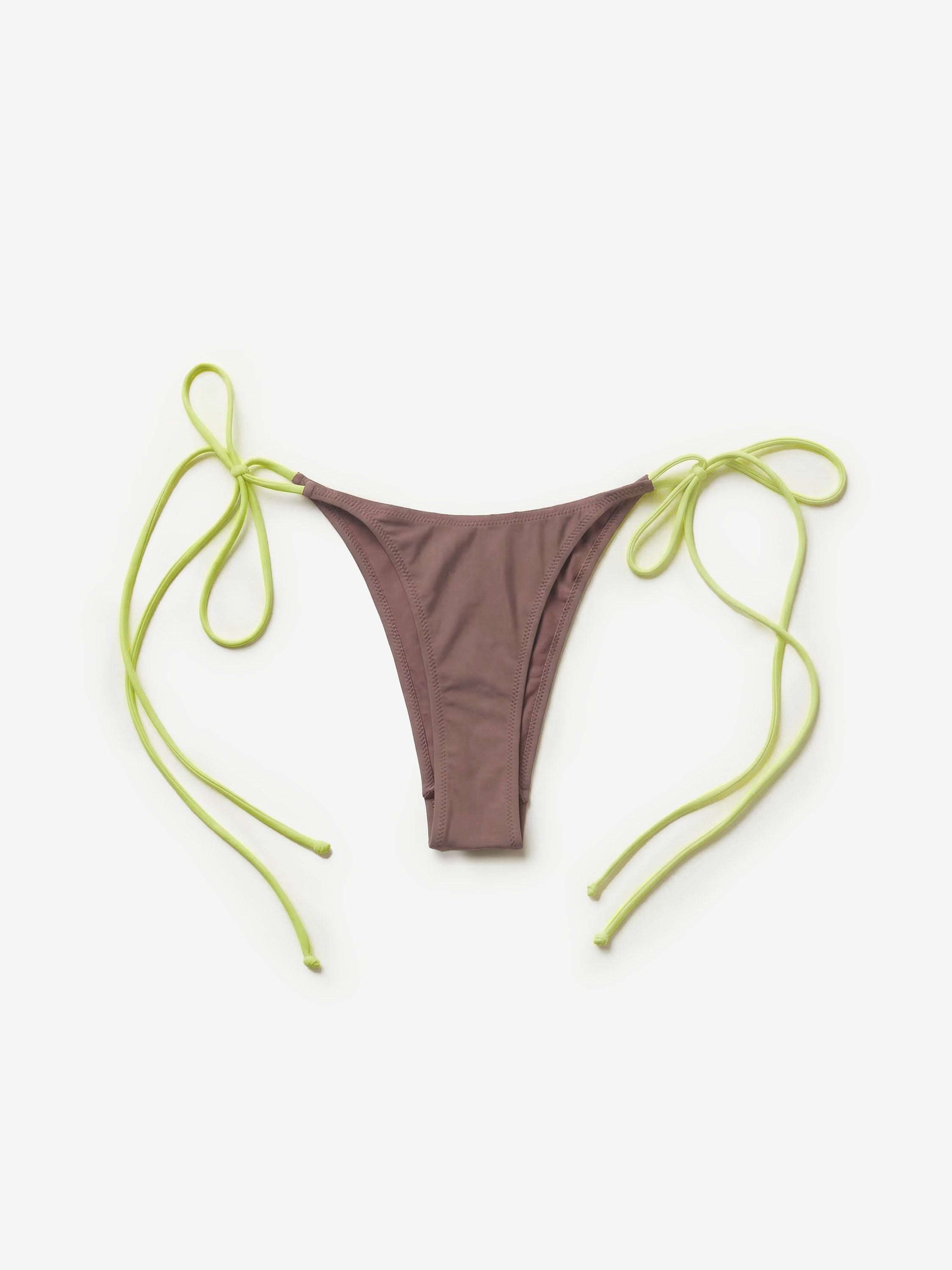 Tie Bikini Bottom Taupe & Citrus