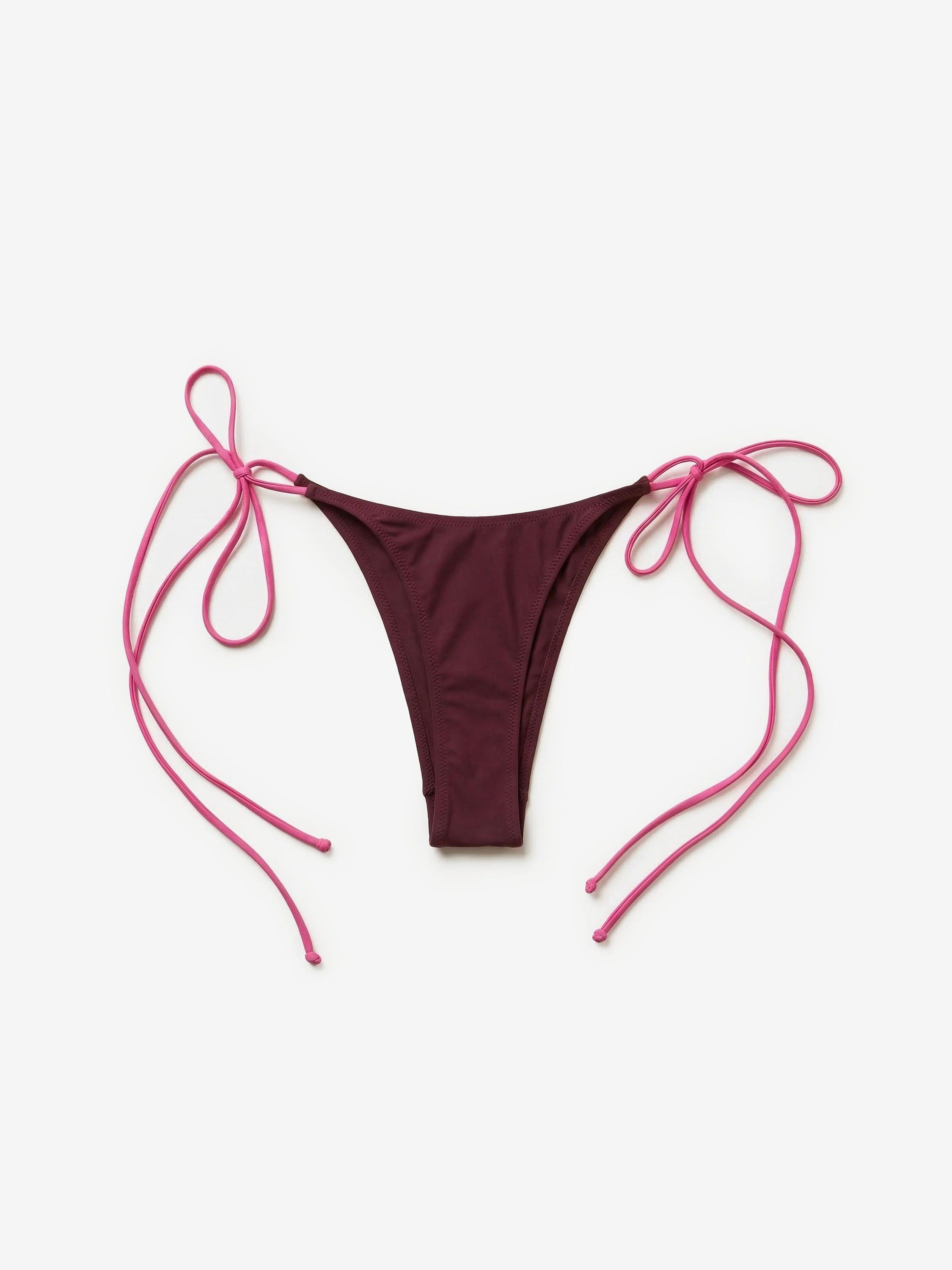 Tie Bikini Bottom Burgundy & Hot Pink