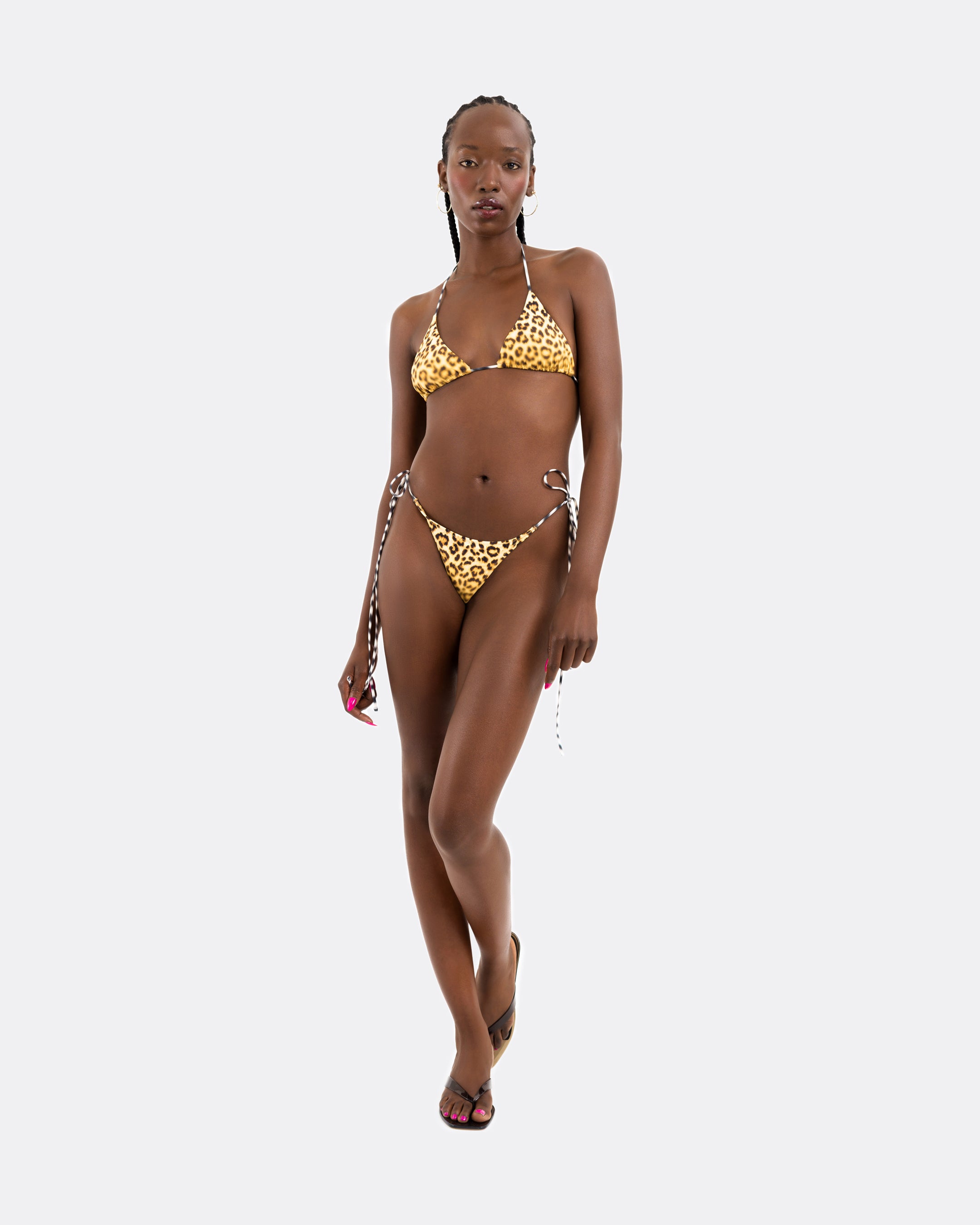 Basic Beach Triangle Bikini Top, Leopard