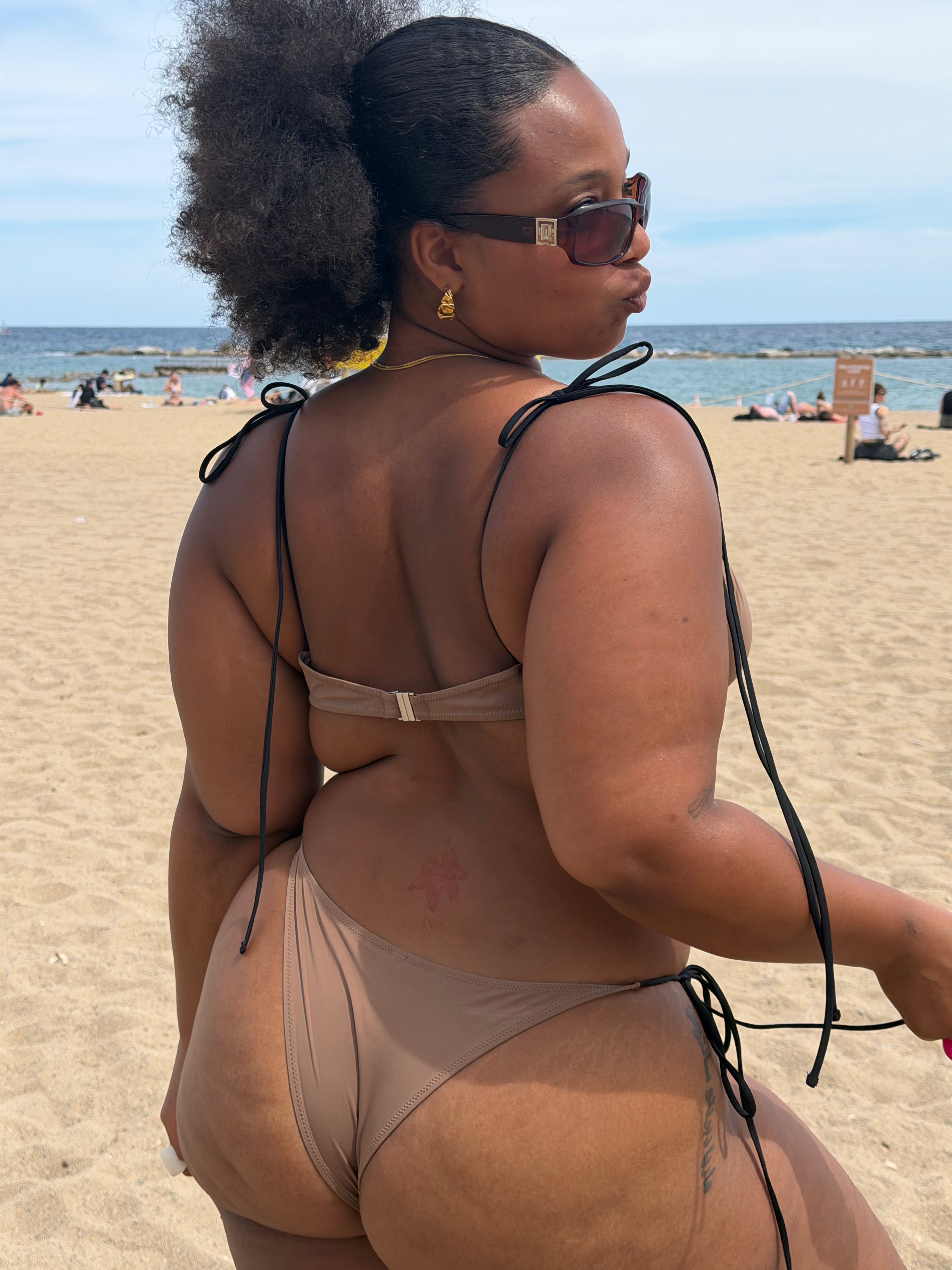 Sun Soaked Underwire Tie Set, Black & Taupe