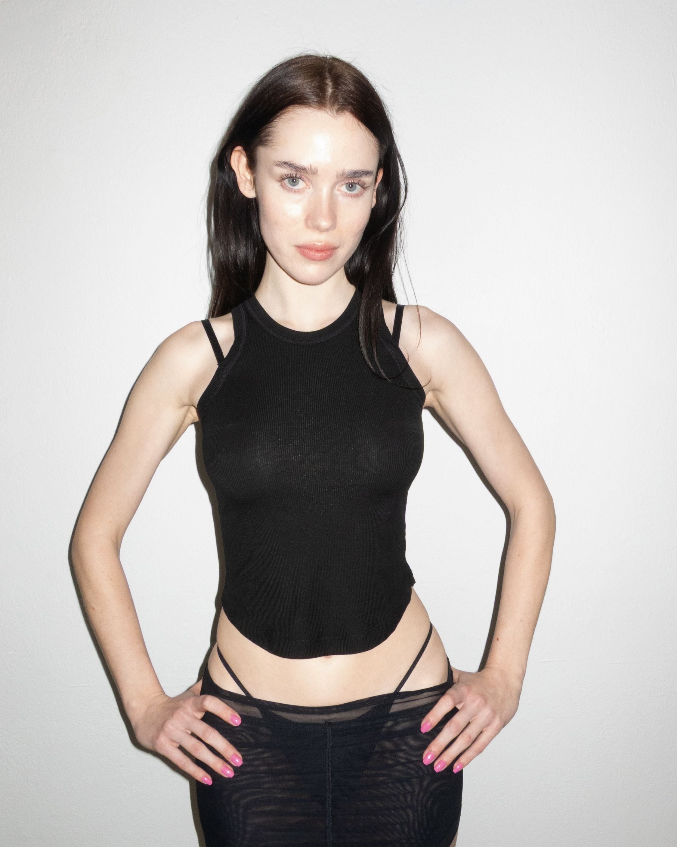 Ultrasoft Rib Strap Tank, Black