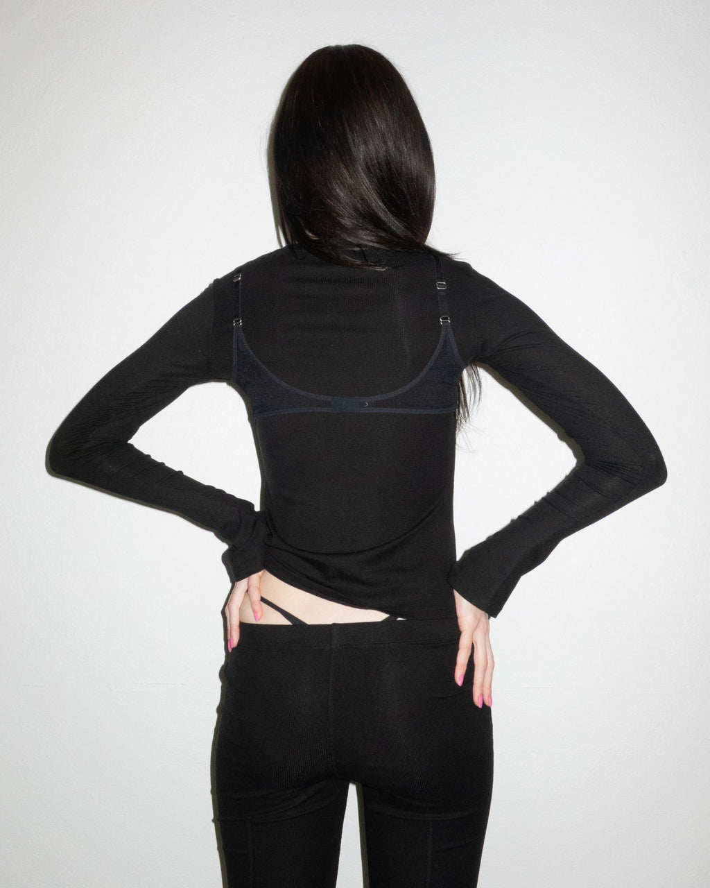 Ultrasoft Rib Long Sleeved Bra Top, Black