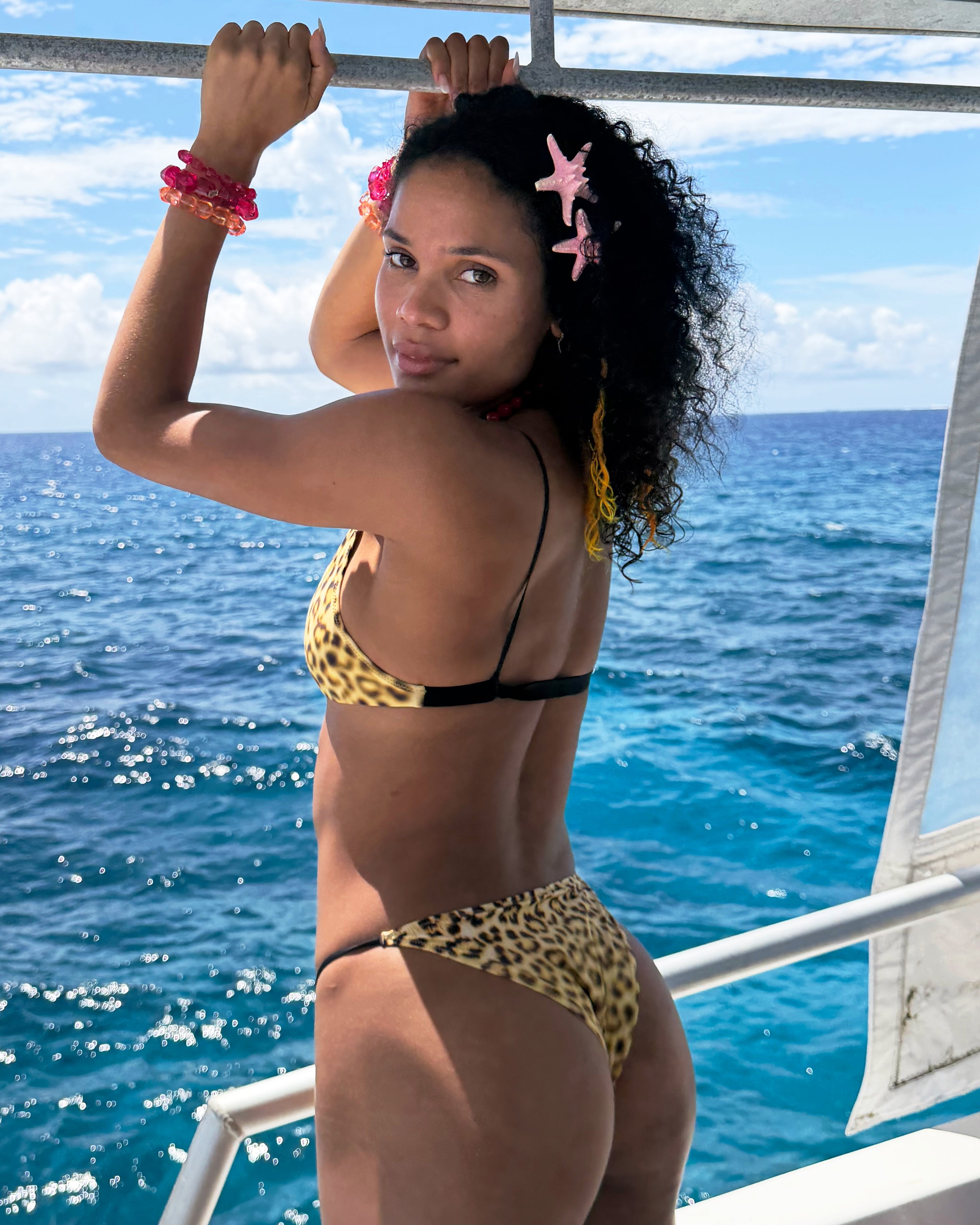 Heat twist triangle bikini top, Leopard