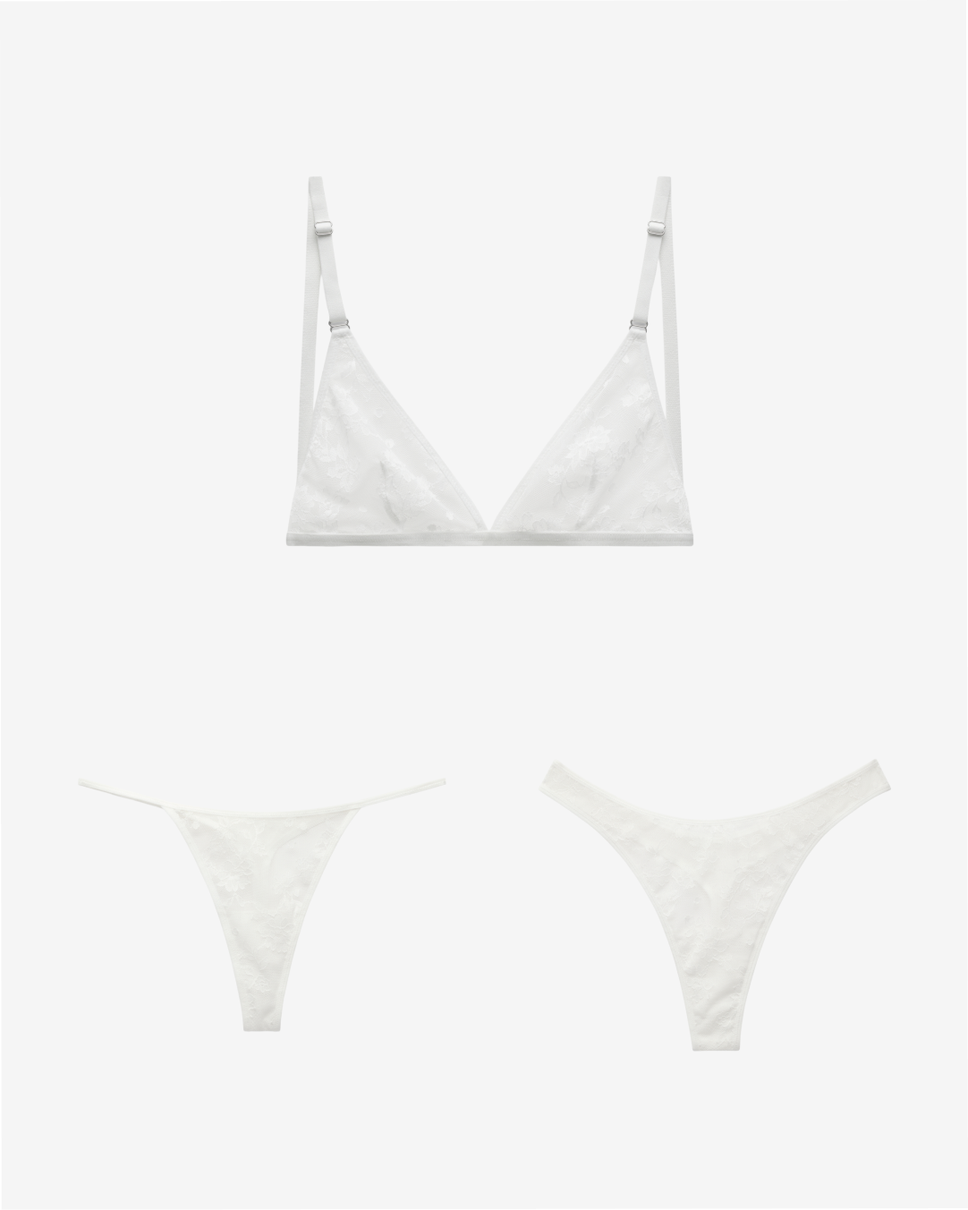 bralette lace set, white