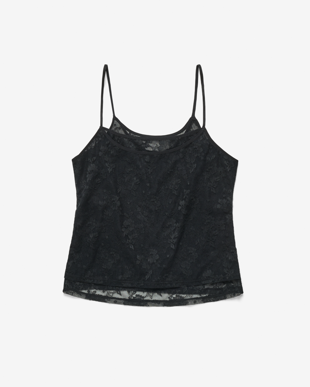 Lace Double Camisole, Black