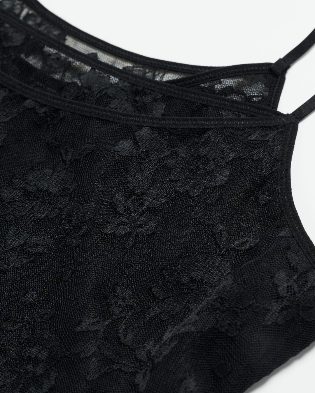 Lace Double Camisole, Black