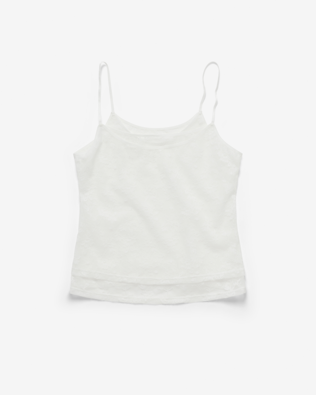 Lace Double Camisole, White