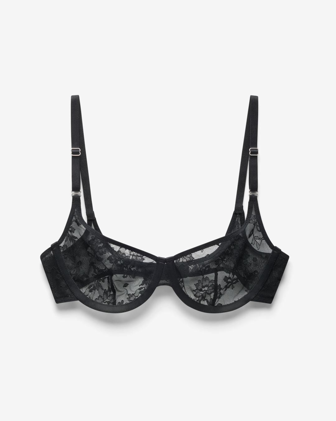 Lace Underwire Scoop Bra, Black