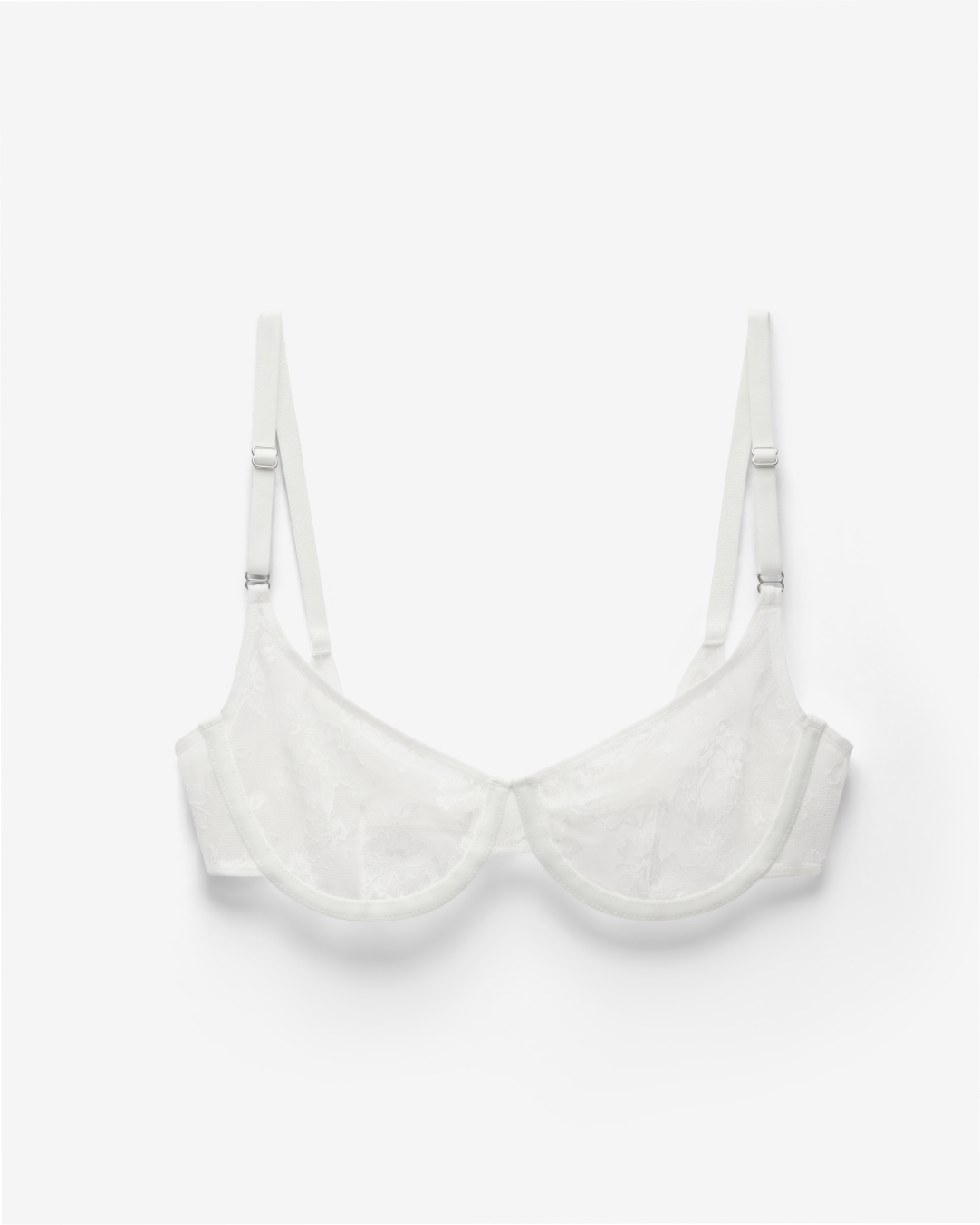 Lace Underwire Scoop Bra, White