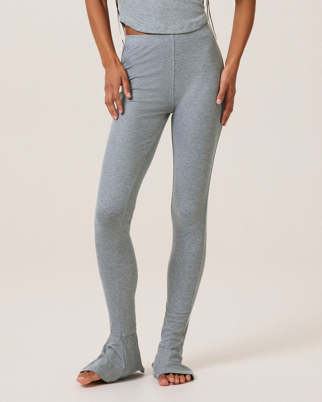Ultrasoft Rib Kick Tights, Grey Melange