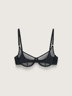Fine Mesh Underwire Scoop Bra, Black