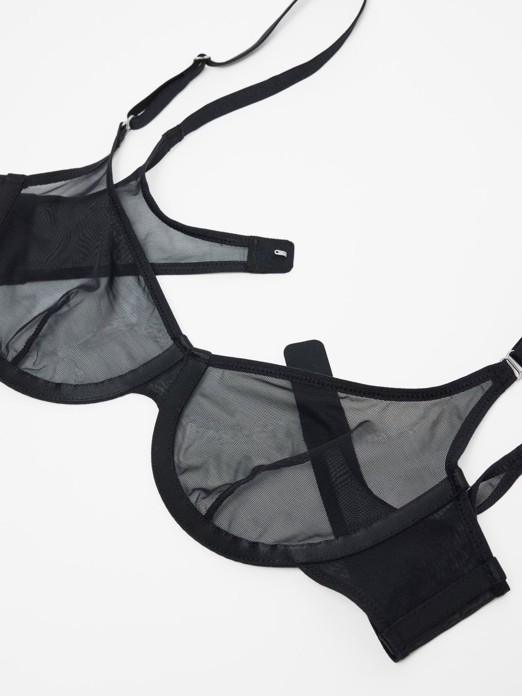 Fine Mesh Underwire Scoop Bra, Black