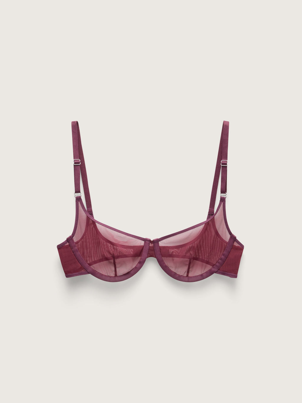 Fine Mesh Underwire Scoop Bra, Burgundy