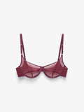 Fine Mesh Underwire Scoop Bra, Burgundy