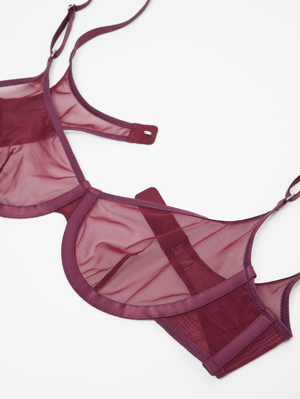 Fine Mesh Underwire Scoop Bra, Burgundy