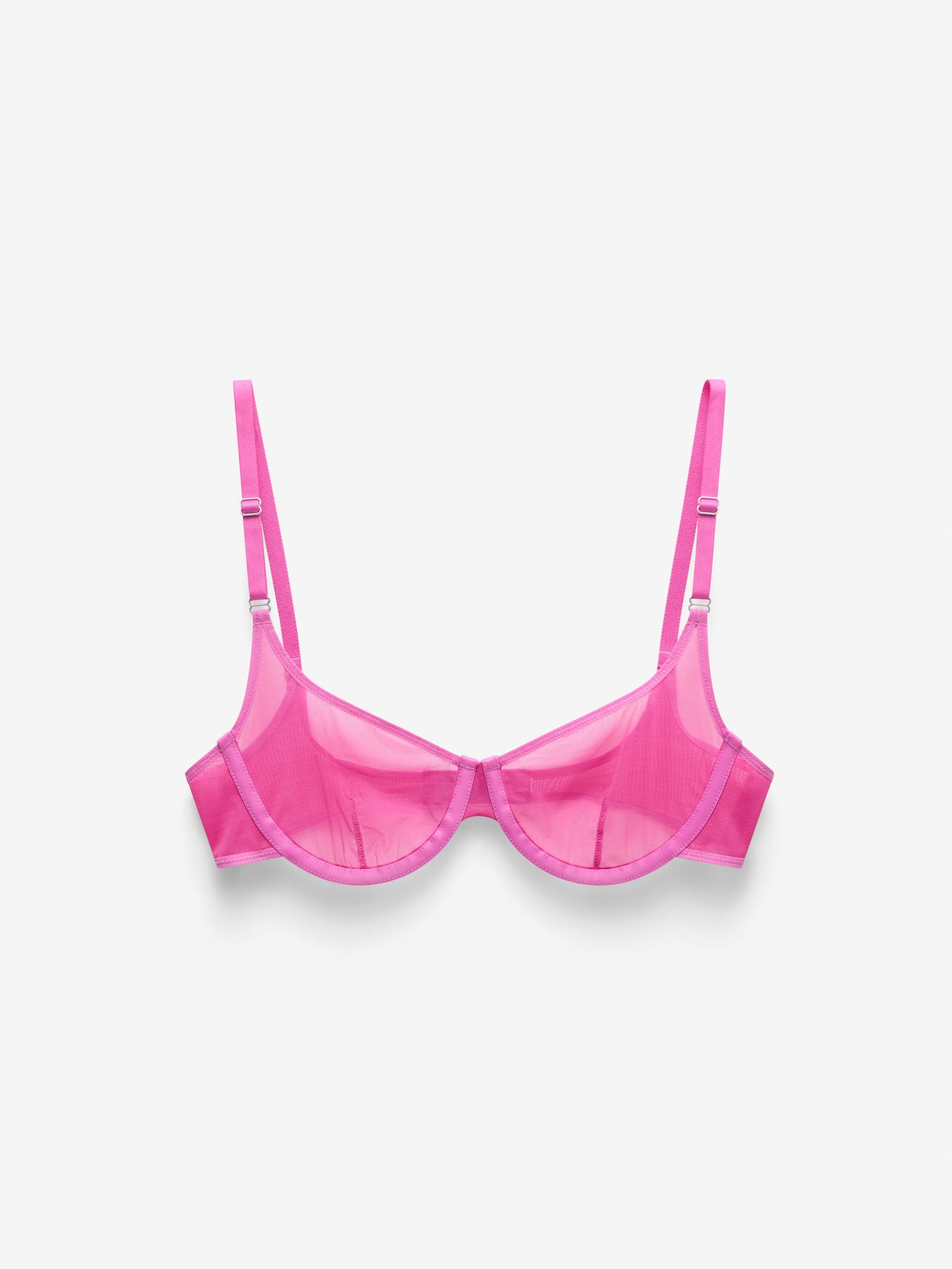 Fine Mesh Underwire Scoop Bra, Hot Pink