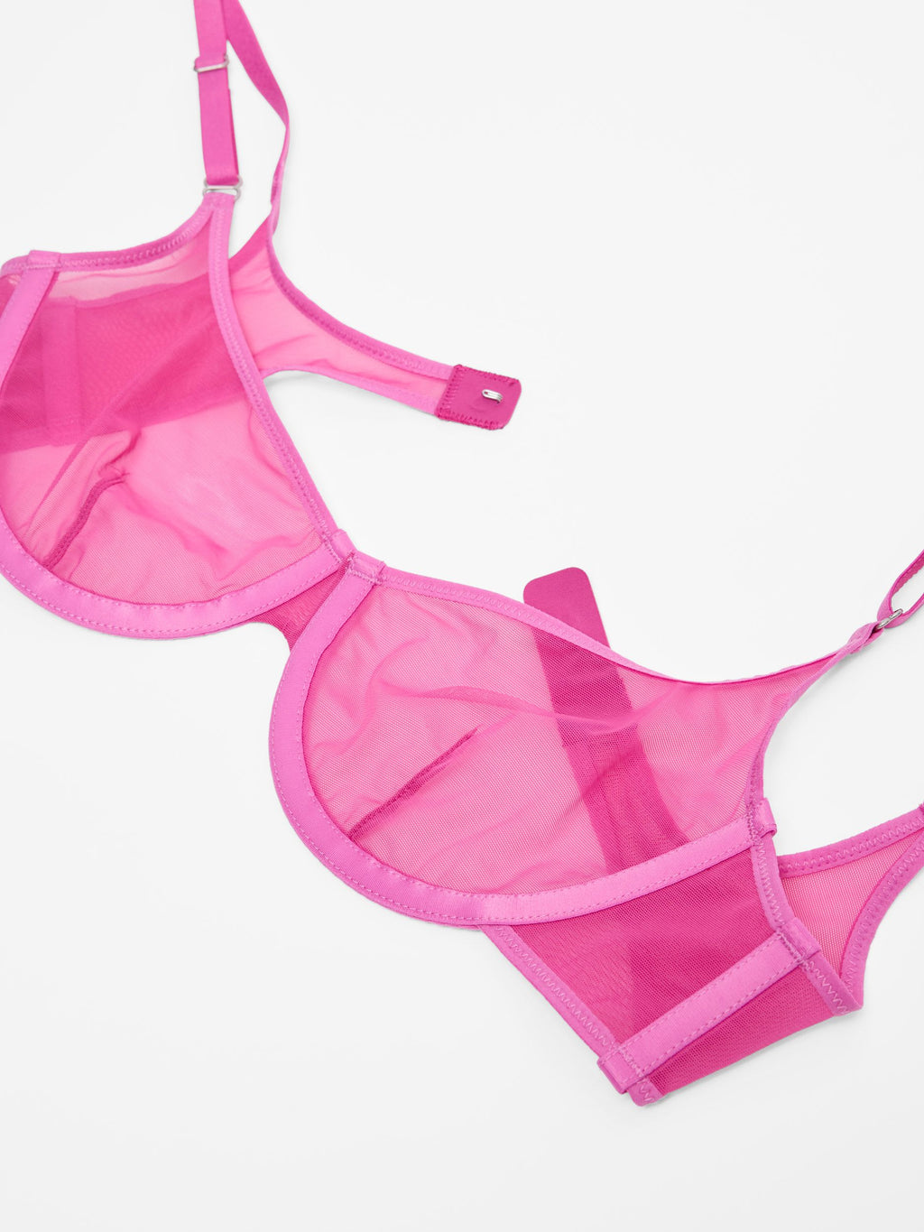 Fine Mesh Underwire Scoop Bra, Hot Pink