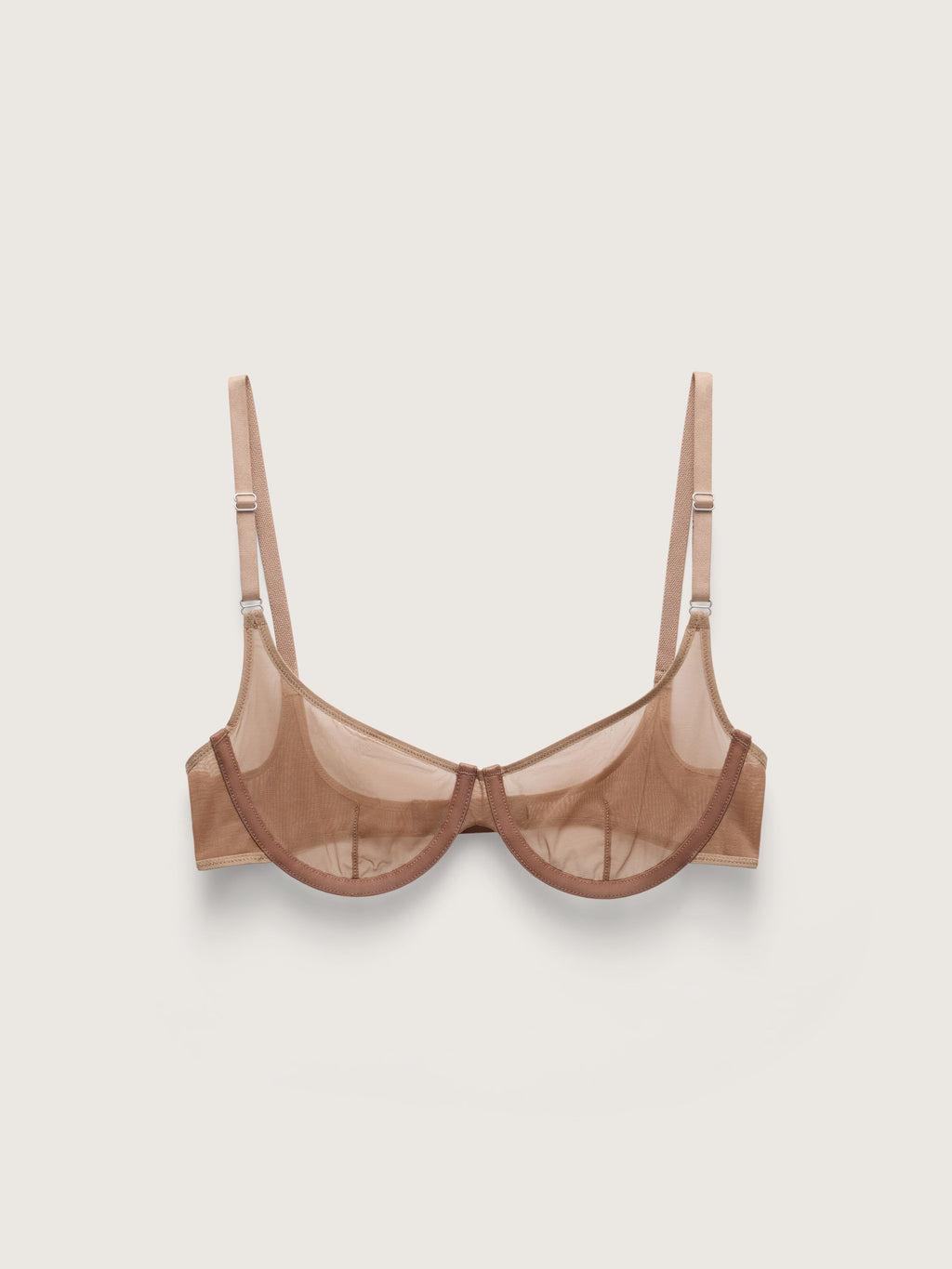 Fine Mesh Underwire Scoop Bra, Taupe