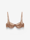 Fine Mesh Underwire Scoop Bra, Taupe