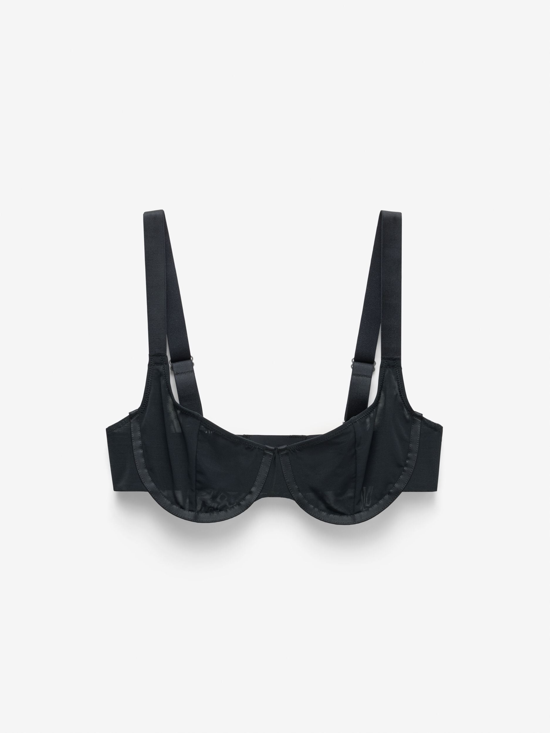 Power Mesh Underwire Demi Bra, Black