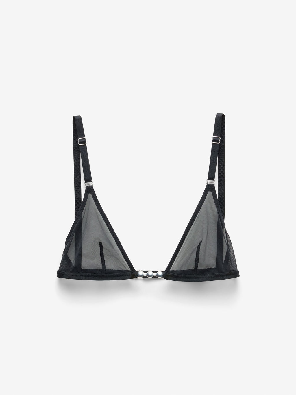Fine Mesh Hardware Triangle Bralette, Black