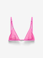 Fine Mesh Hardware Triangle Bralette, Hot Pink