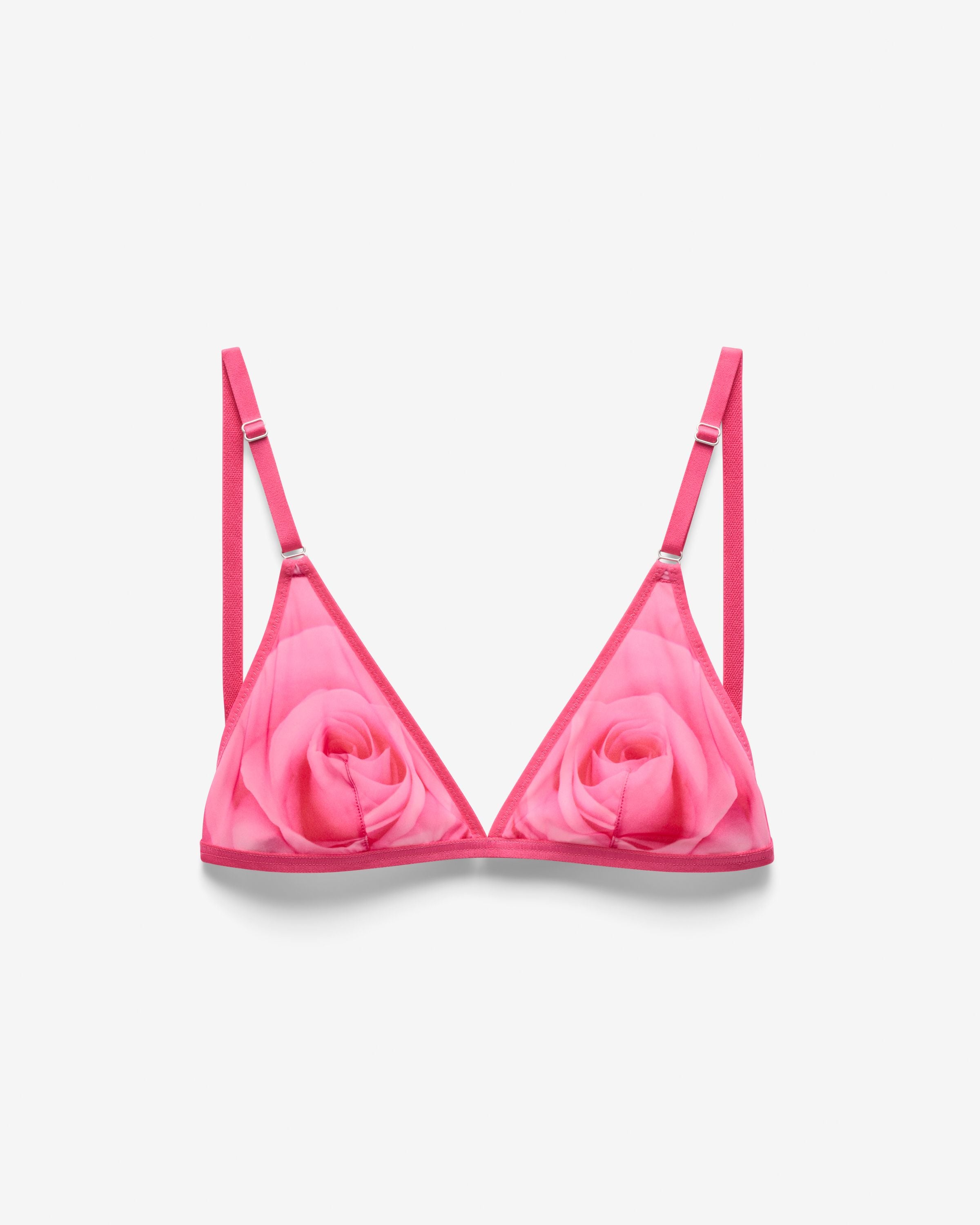 Sheer Stretch Triangle Bralette, Pink Rose