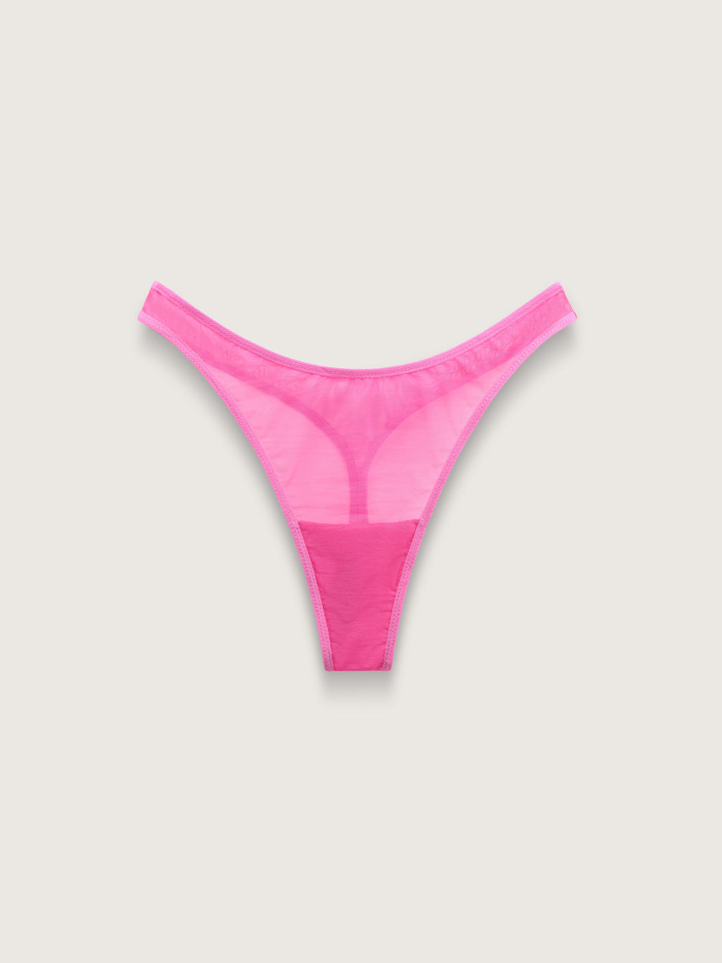 Fine Mesh Dipped Thong, Hot Pink