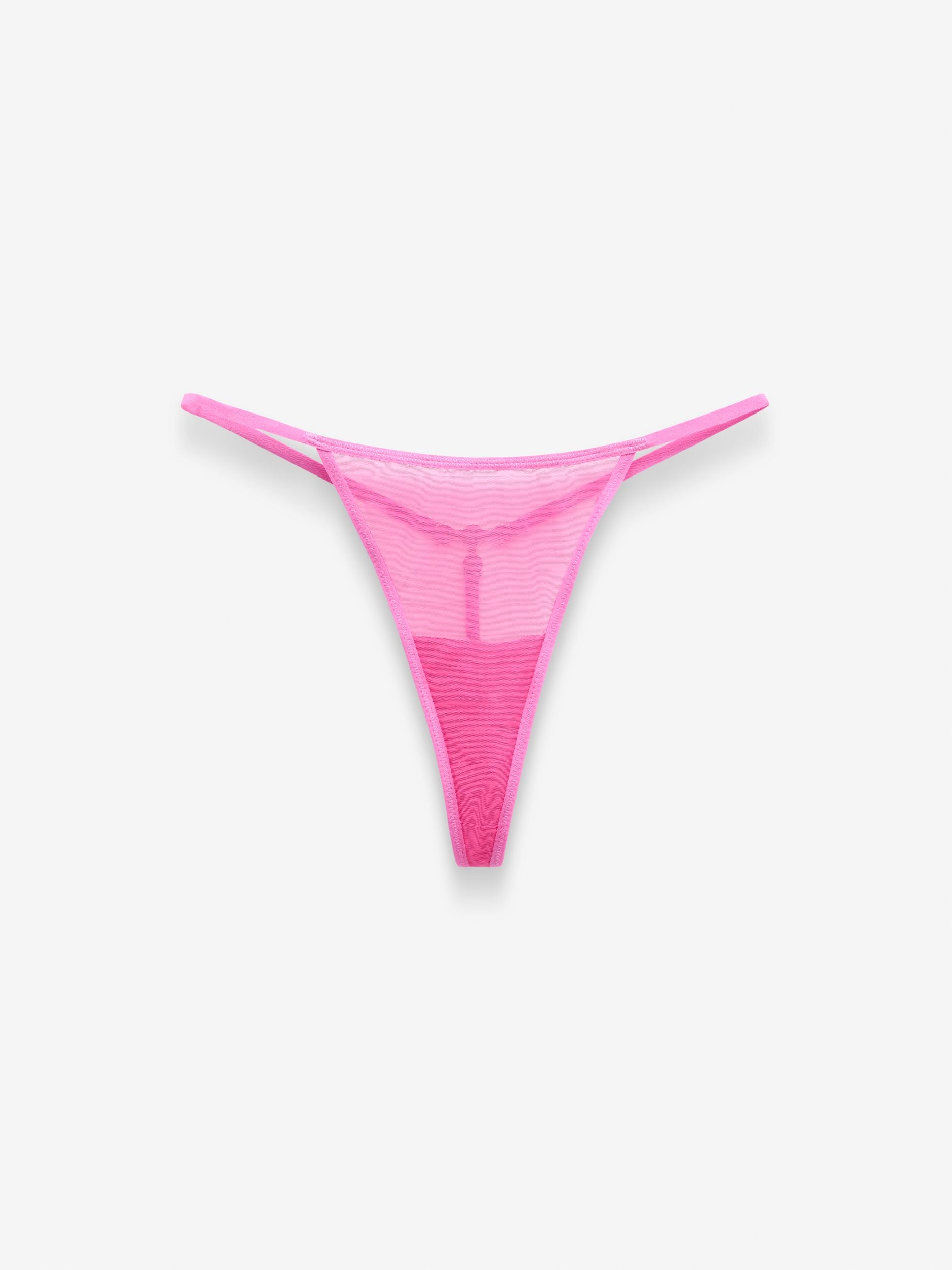 Fine Mesh Hardware String Thong, Hot Pink