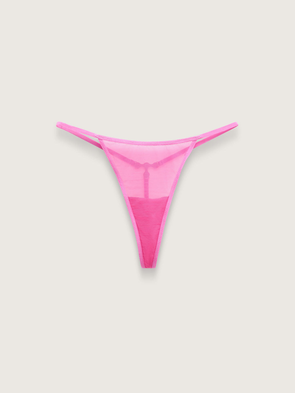 Fine Mesh Hardware String Thong, Hot Pink