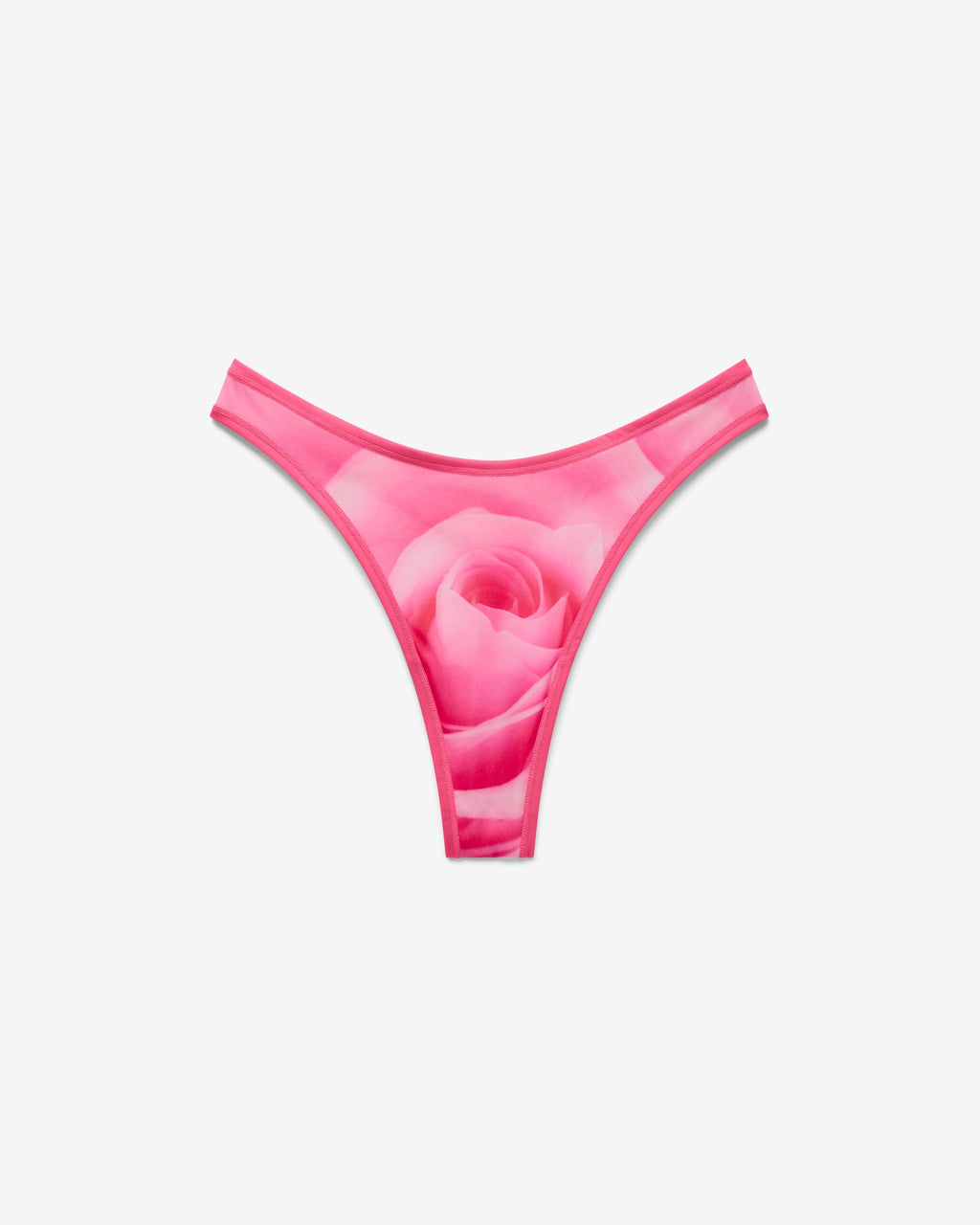 Sheer Stretch Dipped Thong, Pink Rose