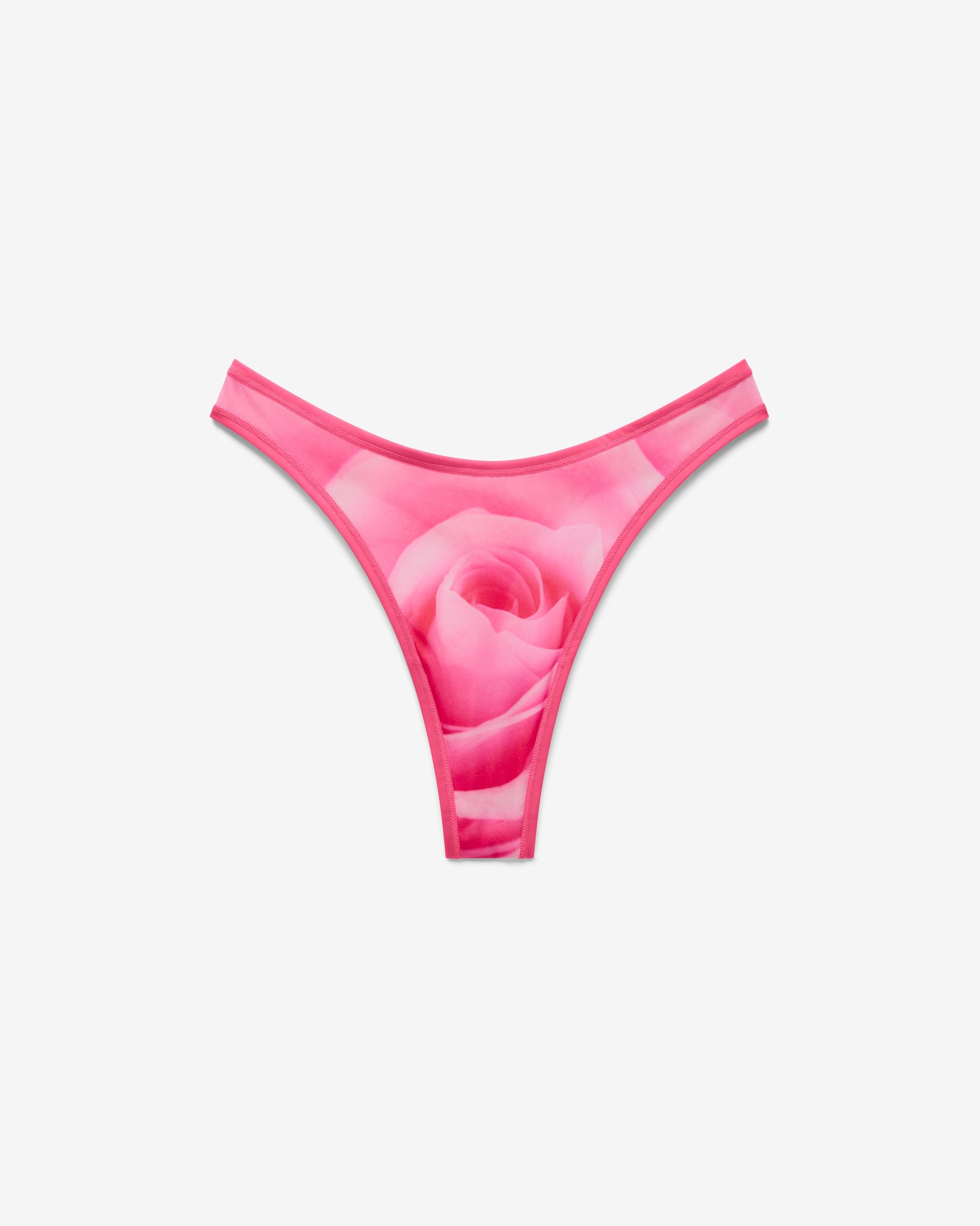 Sheer Stretch Dipped Thong, Pink Rose