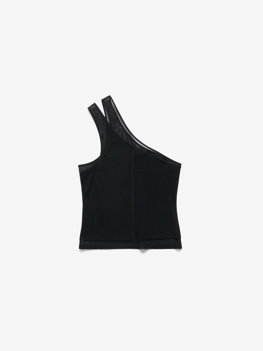 Fine Mesh Double Shoulder Top, Black