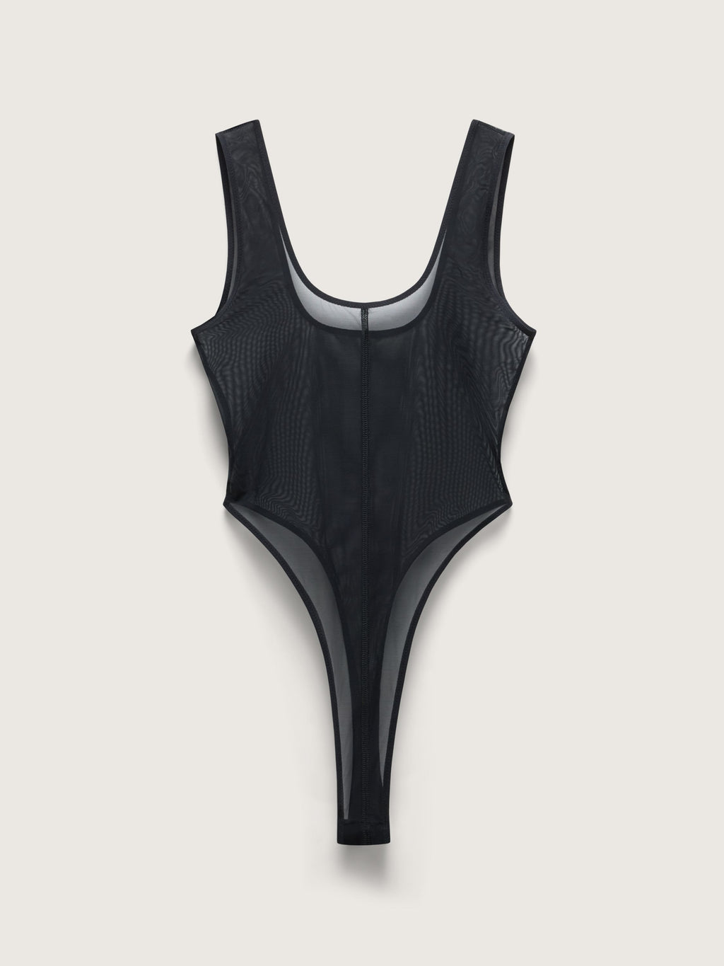 Fine Mesh Tank Bodysuit, Black
