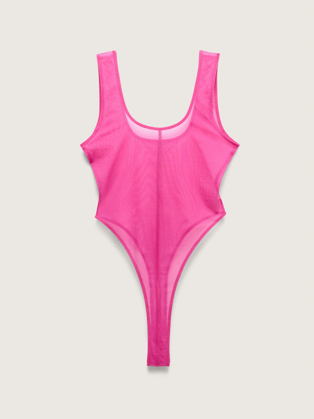 Fine Mesh Tank Bodysuit, Hot Pink