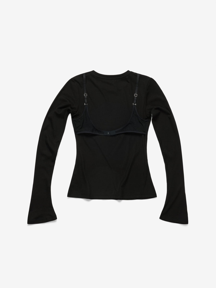 Ultrasoft Rib Long Sleeved Bra Top, Black