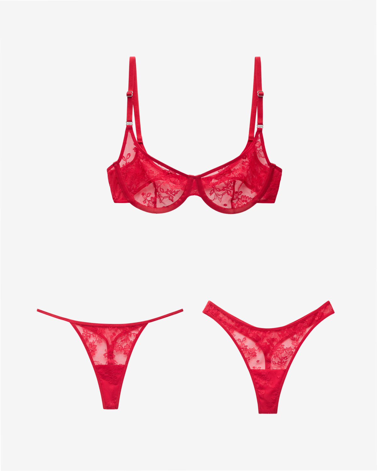 underwire lace set, red
